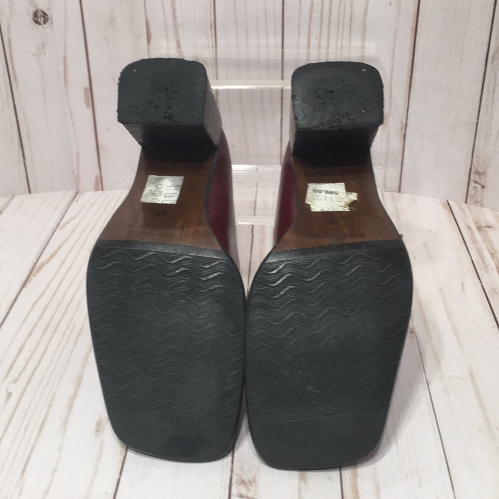 Wine Mary Jane square toe block heel Vintage EU39 - Picture 10 of 15
